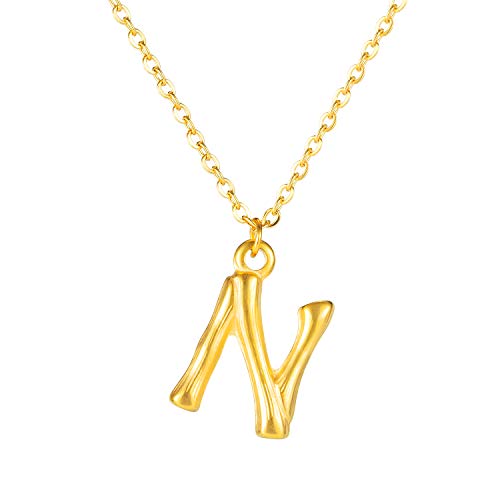 Caimeytie Damen Halskette mit Buchstaben Anhänger Titan Stahl Edelstahl Gold/N von Caimeytie