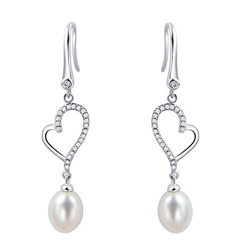 Caimeytie Damen Ohrringe Silber 925 Perlen Herzform und Zirkon valentins geschenke von Caimeytie