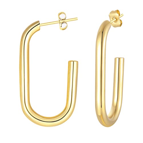 Caimeytie Edelstahl geometrische Goldohrringe weibliche rechteckige einfache Creolen für Frauen valentins geschenke von Caimeytie