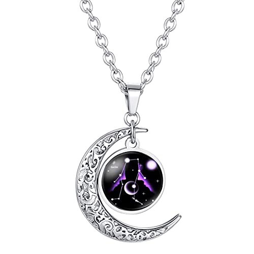 Caimeytie Frauen Halskette Mond Anhänger Sternbild Sternzeichen Glas anhänger Zwillinge von Caimeytie