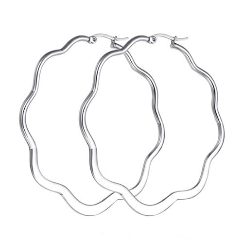 Caimeytie Frauen Hoop Ohrringe Welle Form Edelstahl valentins geschenke von Caimeytie