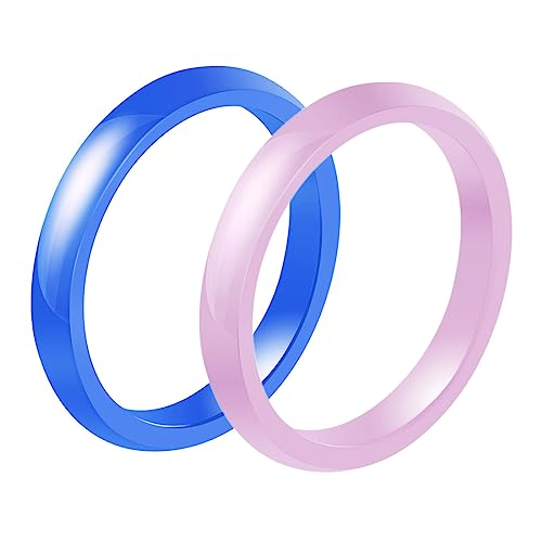 Caimeytie Keramischer Ring für Frauen und Mädchen 2 Stück Breite 3mm eleganter Ring für Paare Ringgröße 19.1 von Caimeytie