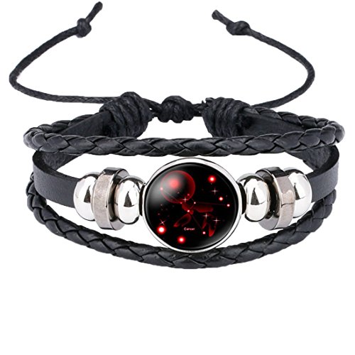 Caimeytie Kind Armschmuck Leder Wickelarmbänder Verstellbar Horoskop Sternzeichen Krebs von Caimeytie
