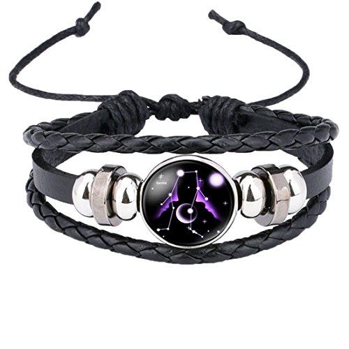 Caimeytie Kind Armschmuck Leder Wickelarmbänder Verstellbar Horoskop Sternzeichen Zwillinge von Caimeytie