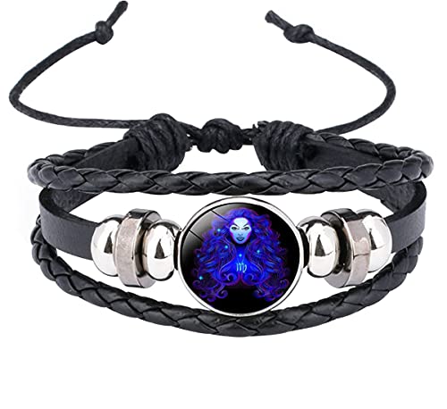 Caimeytie Kinder Armschmuck Leder Wickelarmbänder Verstellbar Horoskop Sternzeichen Glücksarmband Jungfrau von Caimeytie