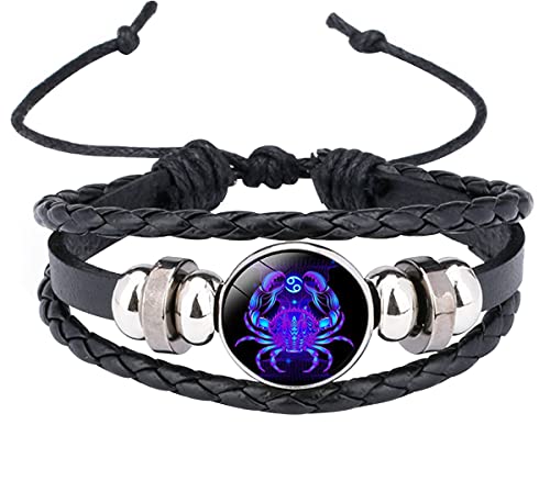 Caimeytie Kinder Armschmuck Leder Wickelarmbänder Verstellbar Horoskop Sternzeichen Glücksarmband Krebs von Caimeytie