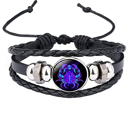 Caimeytie Kinder Armschmuck Leder Wickelarmbänder Verstellbar Horoskop Sternzeichen Glücksarmband Krebs von Caimeytie