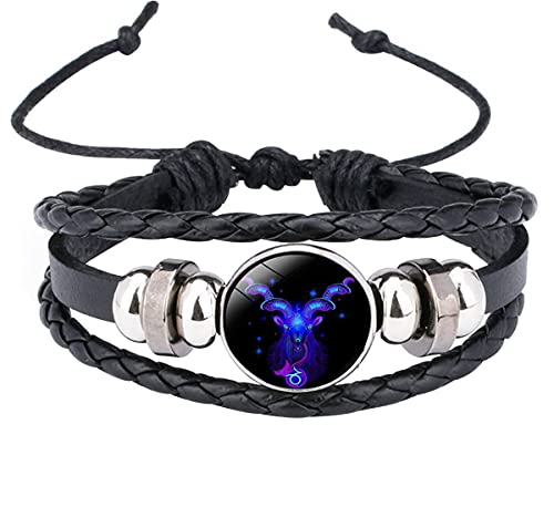 Caimeytie Kinder Armschmuck Leder Wickelarmbänder Verstellbar Horoskop Sternzeichen Glücksarmband Steinbock von Caimeytie