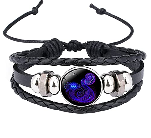 Caimeytie Kinder Armschmuck Leder Wickelarmbänder Verstellbar Horoskop Sternzeichen Glücksarmband Wassermann von Caimeytie