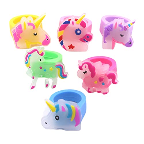 Caimeytie Tierringe für Kinder Satz von 6 Mädchen Party Ringe tägliches Tragen Lehrmittel Ringe Einhorn von Caimeytie