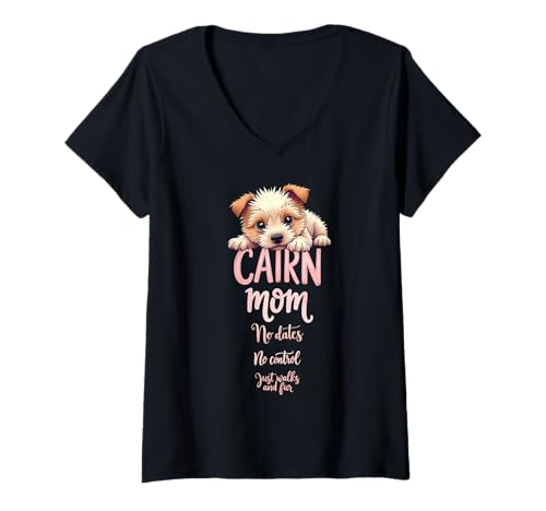 Damen Lustiges Cairn Mom Dog Cairn Terrier Humor Zitat T-Shirt mit V-Ausschnitt Damen Lustiges Cairn Mom Dog Cairn Terrier Humor Zitat T-Shirt mit V-Ausschnitt von Cairn Terrier Fun Designs