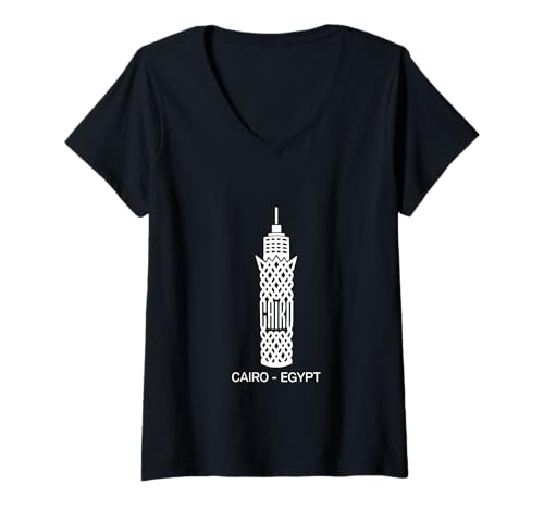 Damen Kairo, Ägypten Al Qahirah Tour Touristen Ägypter Urlaub T-Shirt mit V-Ausschnitt Damen Kairo, Ägypten Al Qahirah Tour Touristen Ägypter Urlaub T-Shirt mit V-Ausschnitt von Cairo Egypt City Designs by Fasaza