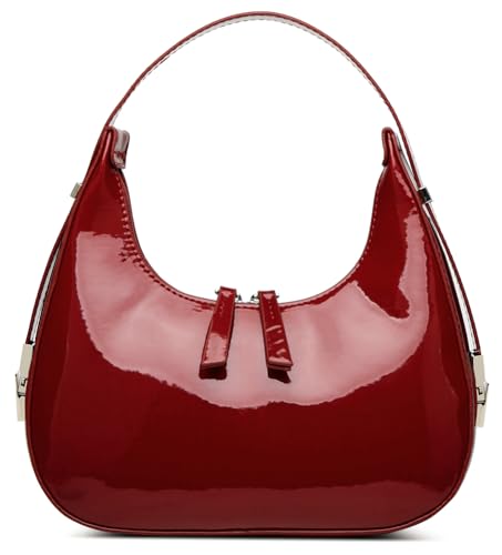 Caistre Damen Halbmond Schultertaschen Retro Y2k 90er Jahre Hobo Handtaschen Top Handle Y2k Unterarmtasche Mode Clutch Geldbörsen, Rot-Groß von Caistre