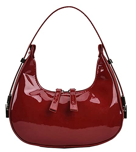 Damen Halbmond Schultertaschen Retro Y2k 90er Jahre Hobo Handtaschen Top Handle Y2k Unterarmtasche Mode Clutch Geldbörsen, Rot/Ausflug, einfarbig (Getaway Solids) von Caistre