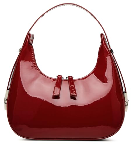 Damen Halbmond Schultertaschen Retro Y2k 90er Hobo Handtaschen Top Griff Y2k Unterarmtasche Mode Clutch Geldbörsen, Rot-Groß von Caistre