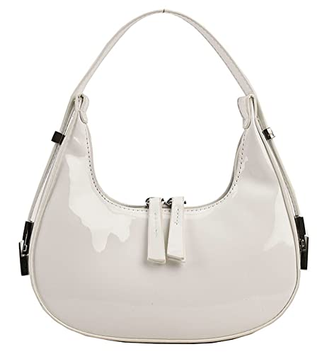 Damen Halbmond Schultertaschen Retro Y2k 90er Hobo Handtaschen Top Griff Y2k Unterarmtasche Mode Clutch Geldbörsen, Weiss/opulenter Garten von Caistre