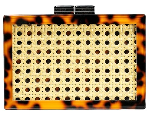 Modische Acryl-Abendtasche für Damen 2025, Clutch, Geldbörse, stilvolle gewebte Rattan-Umhängetasche für elegante Abschlussball-Partys, Bernstein, Einheitsgröße von Caistre