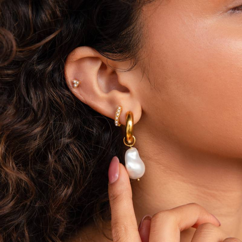 Barocke Perlen Ohrringe Von Caitlyn Minimalistisch Creolen Zierliche Trio Ohrstecker Geburtsstein Schmuck Trauzeugin Geschenk von CaitlynMinimalist