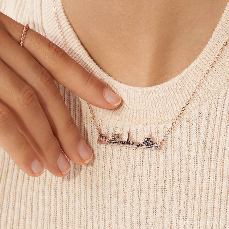 Benutzerdefinierte Halskette Stadt Skyline Stadtbild Perfektes Geschenk Für Den Reiseliebhaber Personalisiertes Ihn Geburtstagsgeschenk Nm64 von CaitlynMinimalist