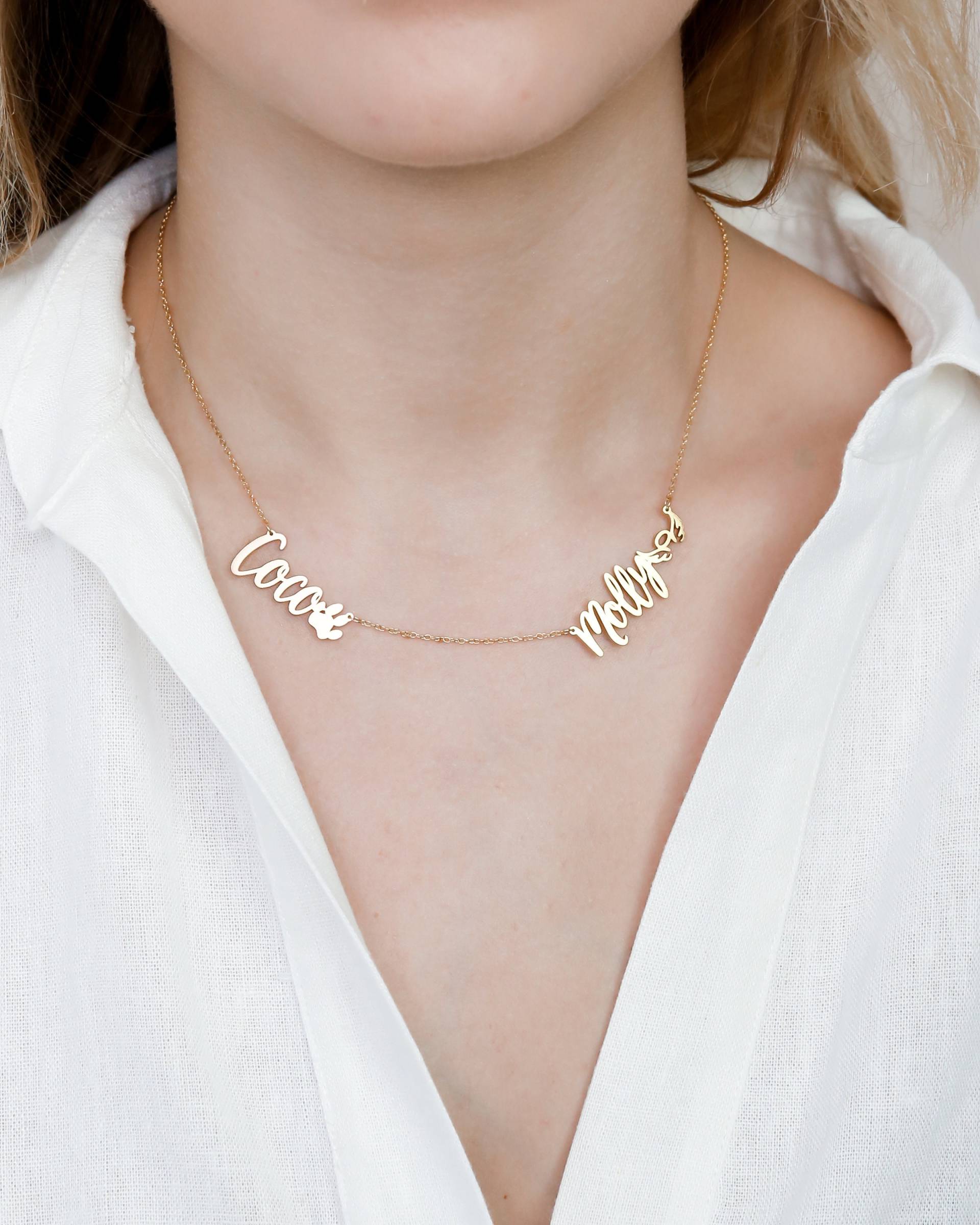 Benutzerdefinierte Namen Halskette Zwei Kinder Mütter Neue Mutter Geschenk Haustier Gedenkstätte Nh05F61 von CaitlynMinimalist