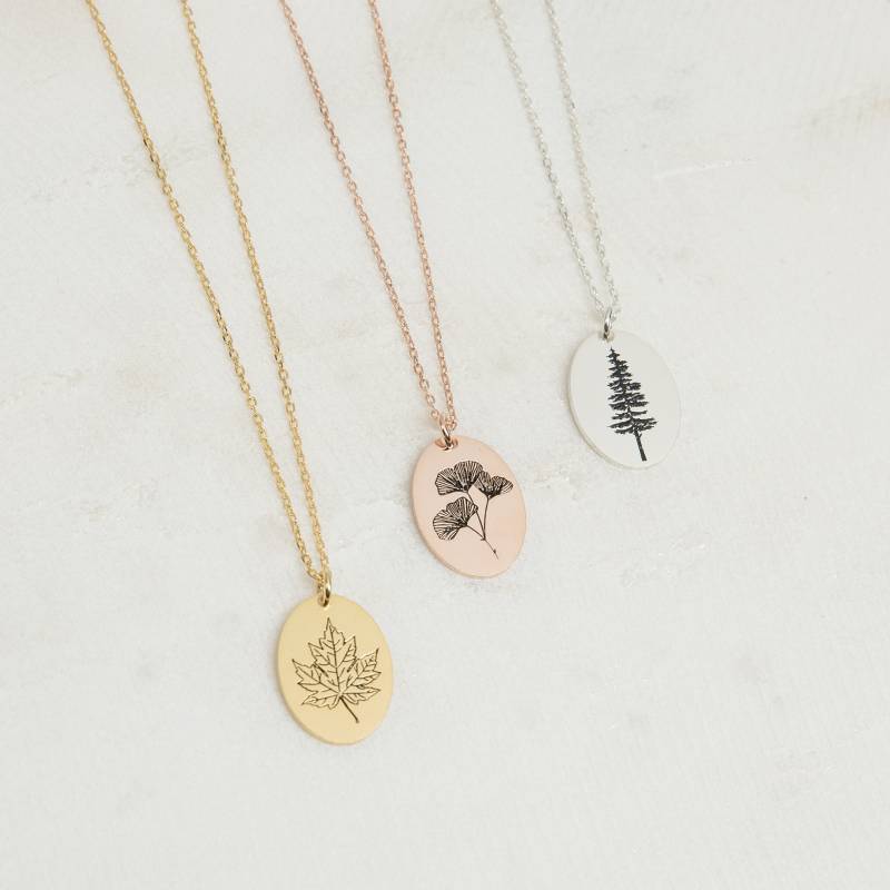 Benutzerdefinierte Pflanze Halskette Von Caitlyn Minimalist Mit Gravur Blumen Natur Schmuck Geschenk Für Sie Brautjungfer Geschenke Nm48B von CaitlynMinimalist