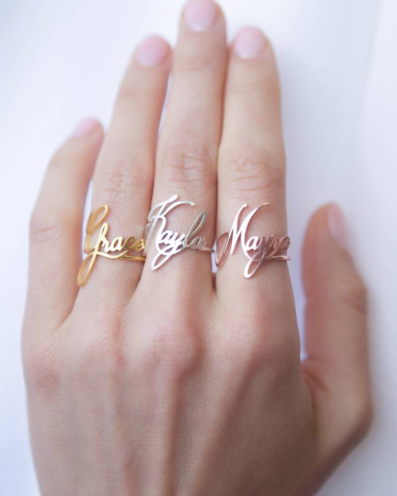Benutzerdefinierter Namensring Kinder Sterling Silber Ring Personalisiertes Geschenk Für Sie Baby Mutter Rm02F18 von CaitlynMinimalist