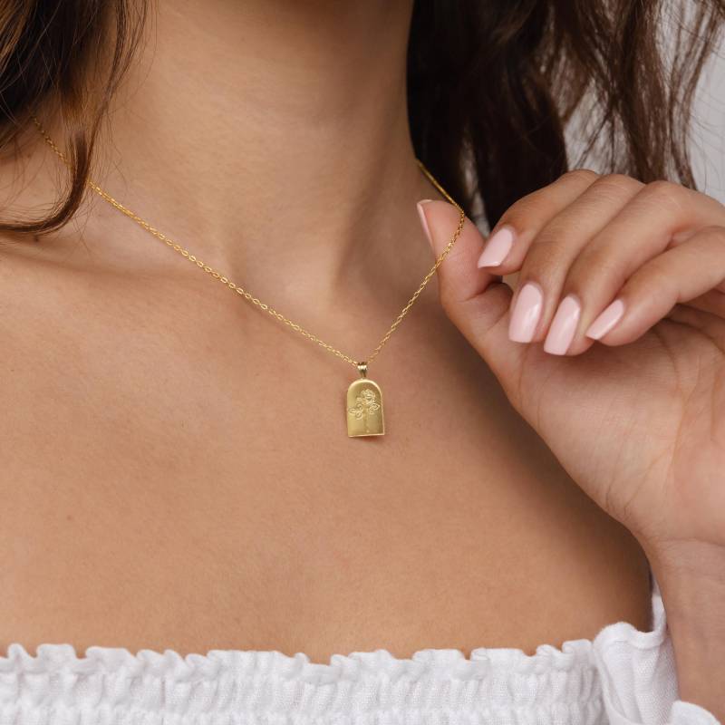 Blumen Bogen Halskette Von Caitlyn Minimalist Mit Gravur Anhänger Personalisierter Schmuck Mutter Geschenk Nm123Ni von CaitlynMinimalist