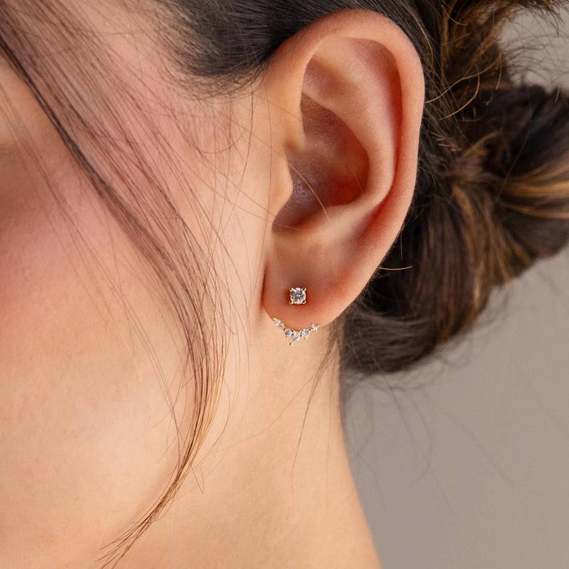 Diamant Cluster Ohr Jacke Ohrringe Von Caitlyn Minimalist Zierliche Vorderseite Rückseite Ohrstecker in Gold Hochzeits Schmuck Geschenk Für Sie Er552 von CaitlynMinimalist