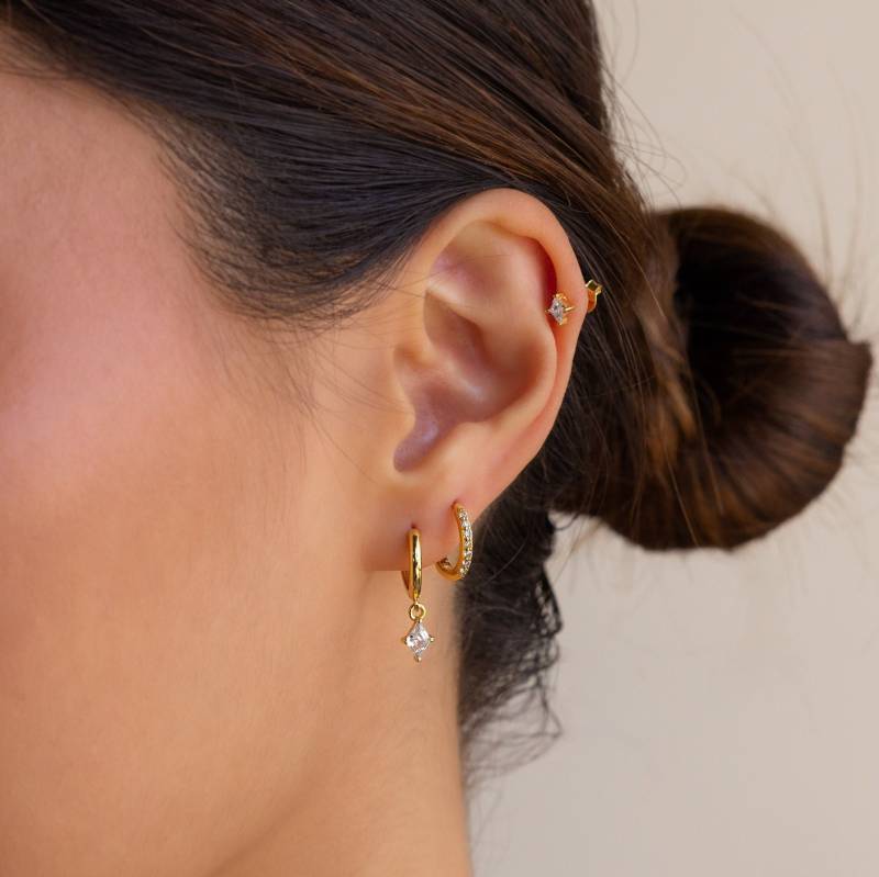 Diamant Ohrring Set Von Caitlyn Minimalist Pave Creolen & Ohrstecker Hochzeits Schmuck Brautjungfer Geschenk Er502 von CaitlynMinimalist