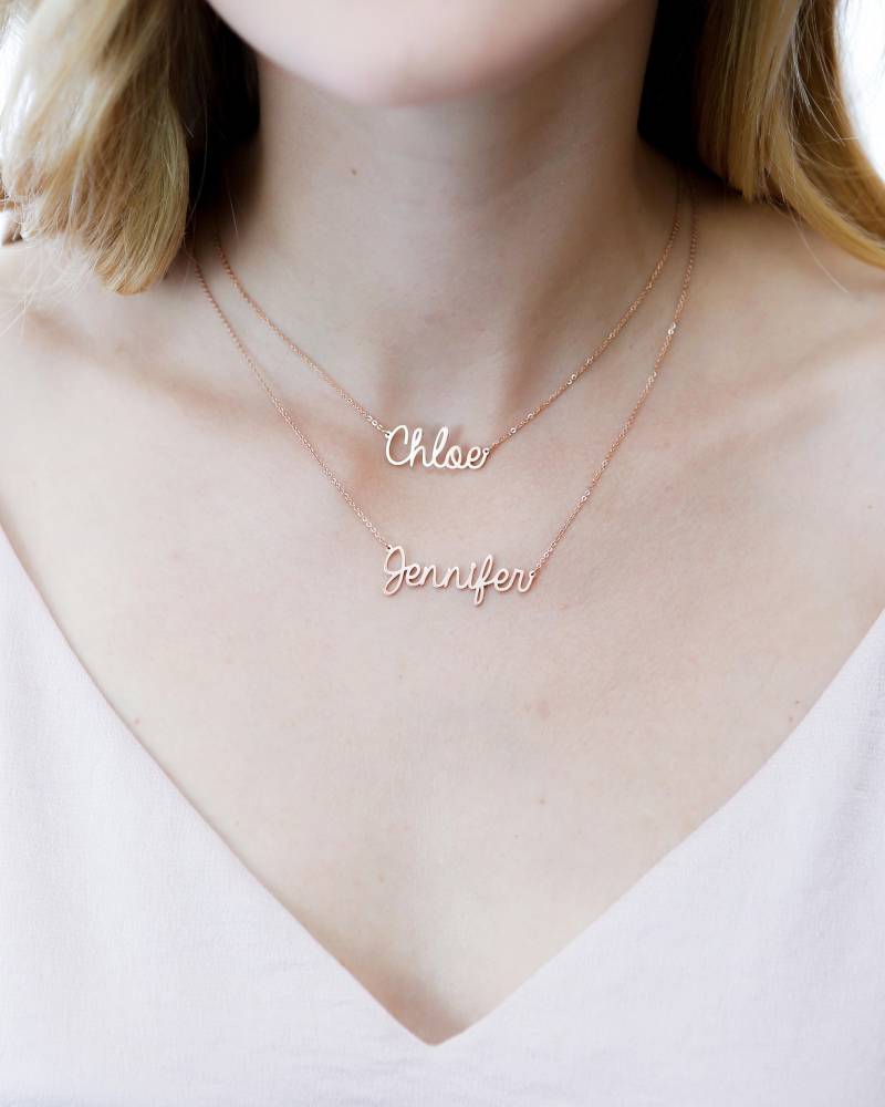 Doppelte Kette Namenskette Personalisierte Schicht Zierliche Namen Schmuck Kinder Halskette Mutter Geschenk Nh08F52 von CaitlynMinimalist