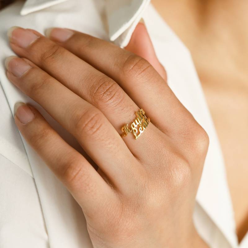 Doppelter Namensring Zwei Statement Ring Benutzerdefinierte Namen Mutter-Tochter-Ring Familienring Neue Mutter Geschenk Rm75F60 von CaitlynMinimalist