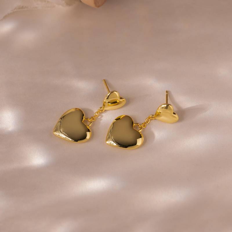 Duo Herz Ohrringe Von Caitlyn Minimalist Baumelnde Anhänger Ohrstecker in Gold Statement Schmuck Geschenk Für Frau Er662 von CaitlynMinimalist