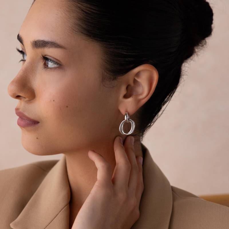 Duo Hoop Ohrstecker Von Caitlyn Minimalist Silber Mit Baumelnden Doppel Statement Schmuck Schwester Geschenk Er653 von CaitlynMinimalist