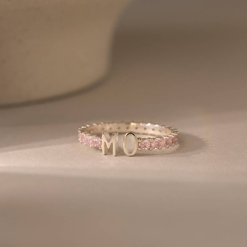 Duo Initial Geburtsstein Ring Von Caitlyn Minimalist Individueller Offener Edelstein Paar Schmuck Geschenk Für Sie Rm176F39 von CaitlynMinimalist