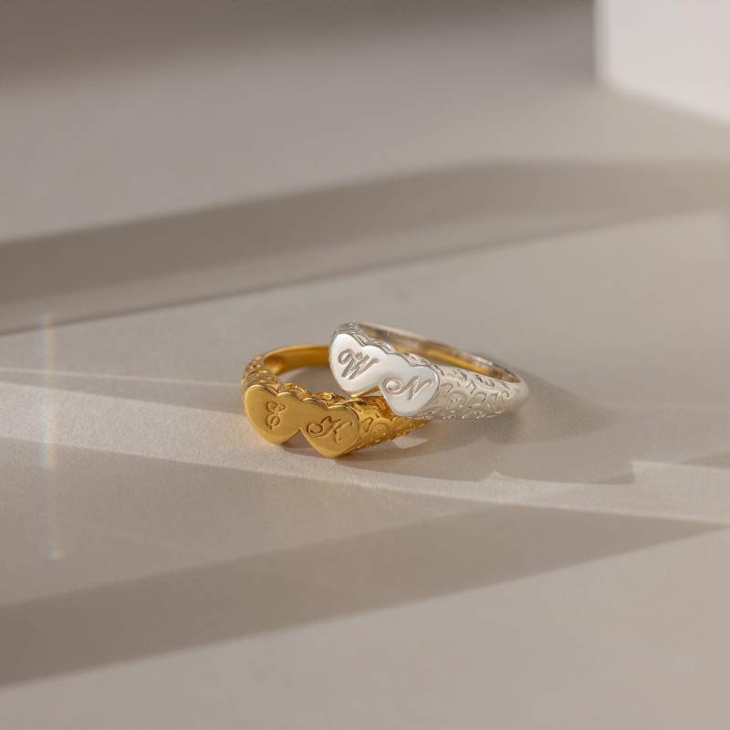 Duo Initial Herz Siegelring Von Caitlyn Minimalist Individuell Gravierter Filigraner Buchstabenring Vintage Schmuck Jahrestagsgeschenk Rm171Nif67 von CaitlynMinimalist
