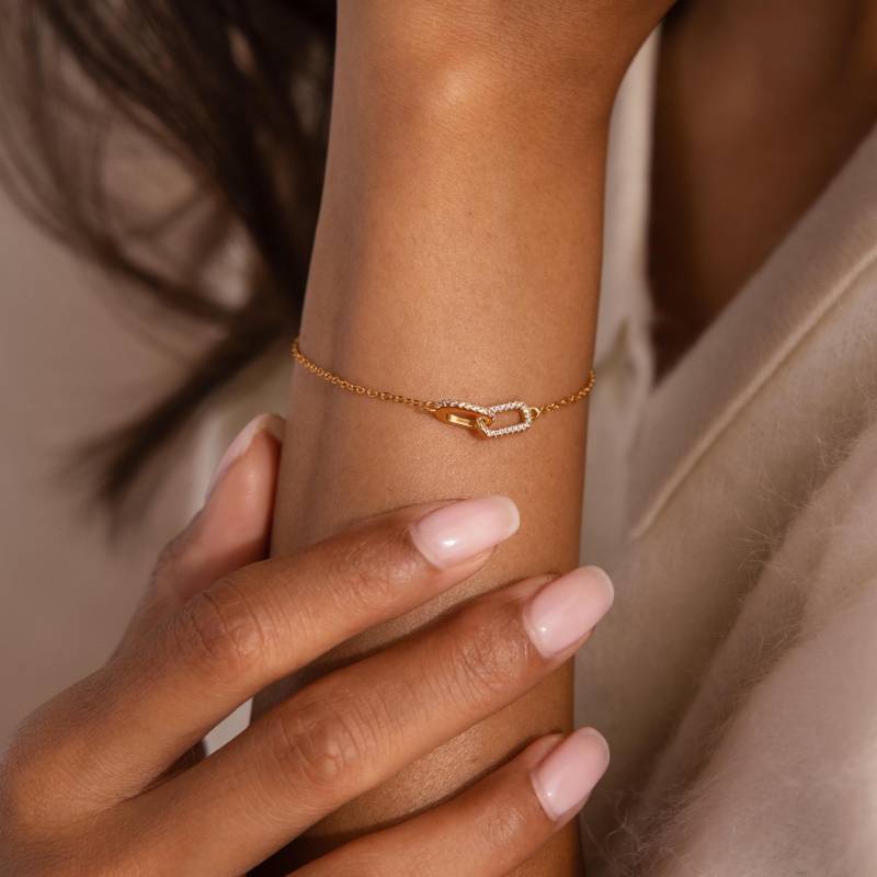 Duo Pave Linked Anhänger Armband Von Caitlynminimalist Zierliche Kettenarmband Mit Diamant Weihnachtsschmuck Frau Geschenk Br109 von CaitlynMinimalist