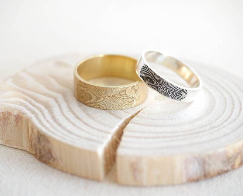 Echter Fingerabdruck Ring Bandring Personalisierter Eternity Ehering Individueller Schmuck Rm25 von CaitlynMinimalist