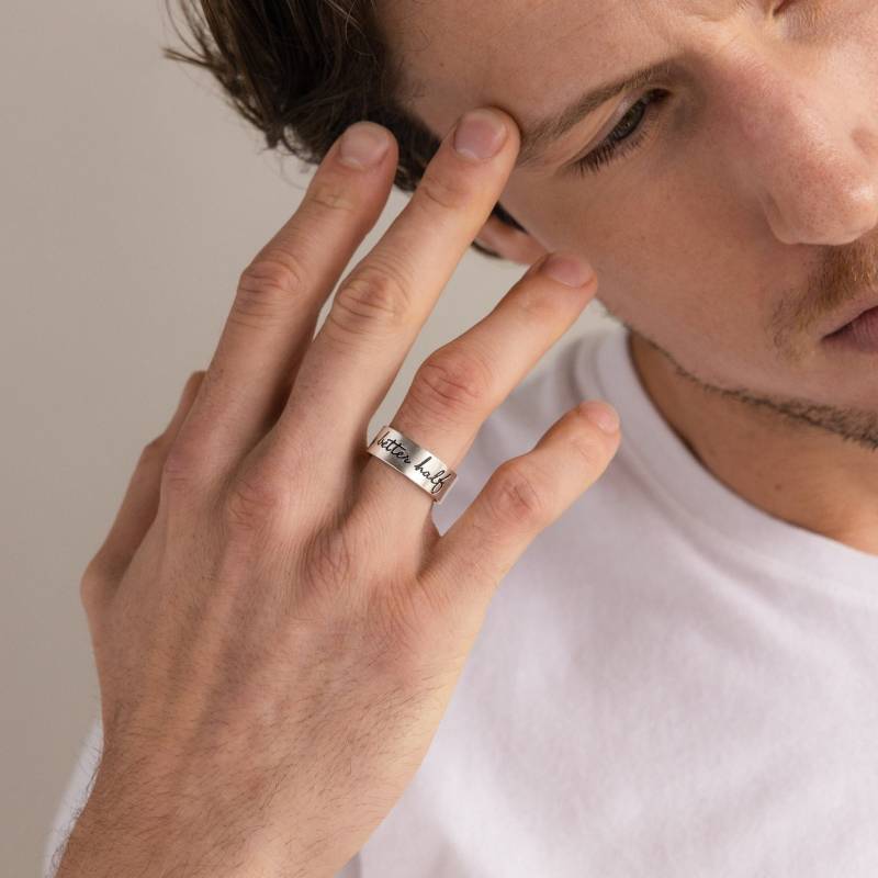 Echter Handschrift Ring Eternity Benutzerdefinierte Signatur Herrenring Ehering Unisex Geschenk Für Ihn Rm23 von CaitlynMinimalist