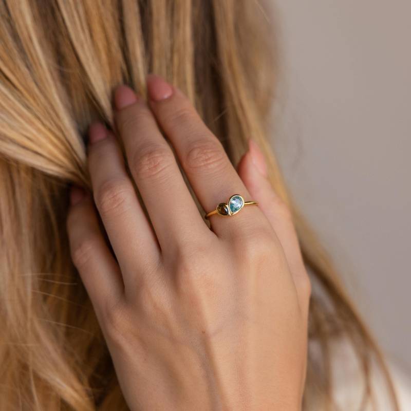 Gemischter Birnen Geburtsstein Ring Von Caitlynminimalist Benutzerdefinierte Toi Et Moi Versprechen Zierlicher Edelstein Schmuck Bestes von CaitlynMinimalist