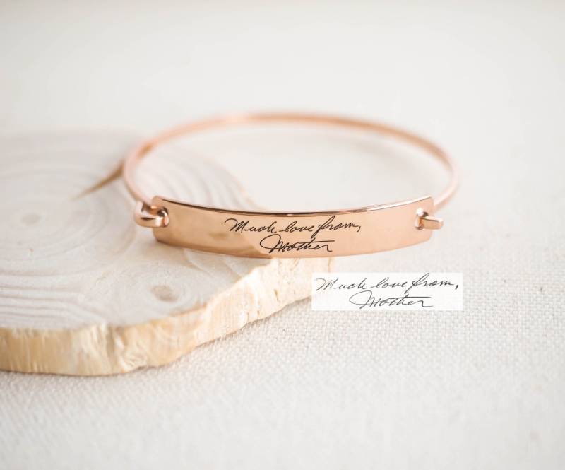 Handschrift Schmuck Armreif Gravur Signatur Armband Sentimentales Geschenk Mutter Grossmutter Geschenk Bm25 von CaitlynMinimalist