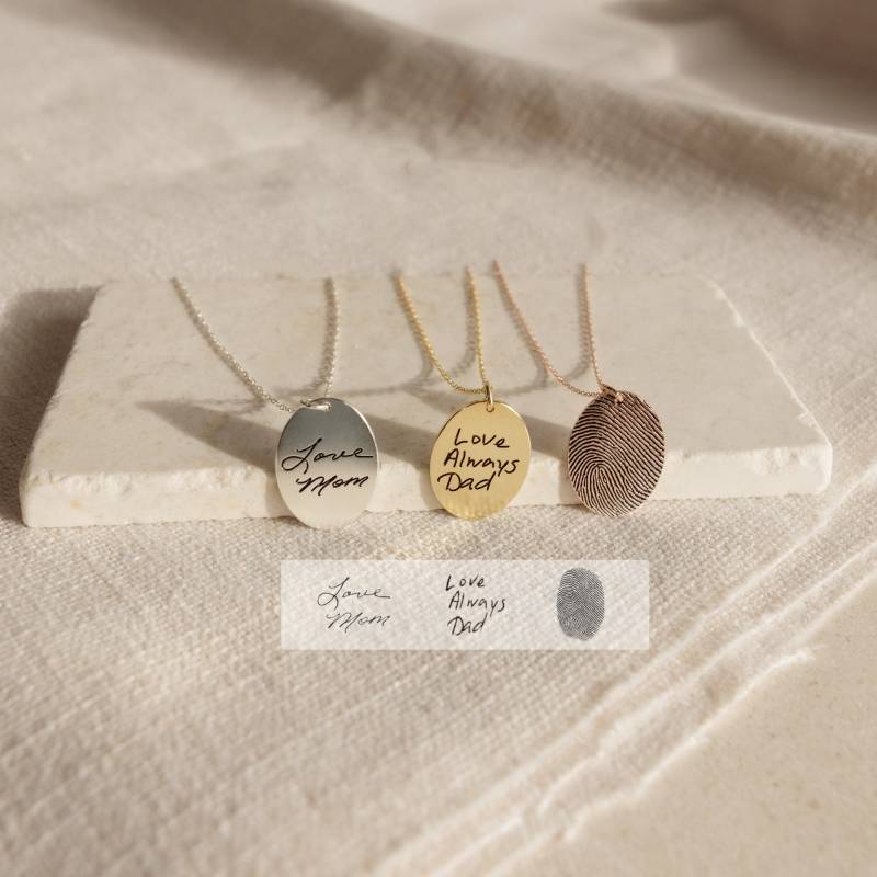 Ihre Fingerabdruck Halskette Silber Schmuck Handschrift Erinnerungsgeschenk Personalisiertes Geschenk Für Sie Nm48A von CaitlynMinimalist