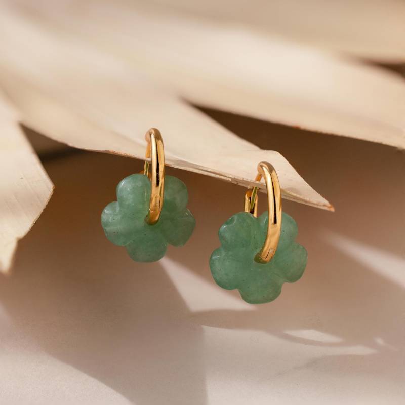 Jade Blumen Creolen Von Caitlynminimalist Florale Grüne Ohrringe Süße Huggie Edelstein Schmuck Geschenk Für Sie Er664 von CaitlynMinimalist