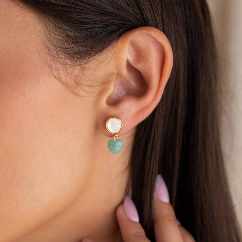 Jade Herz Ohrringe Von Caitlyn Minimalist Perlmutt & Vintage Hochzeitsschmuck Brautjungfer Geschenk Er542 von CaitlynMinimalist