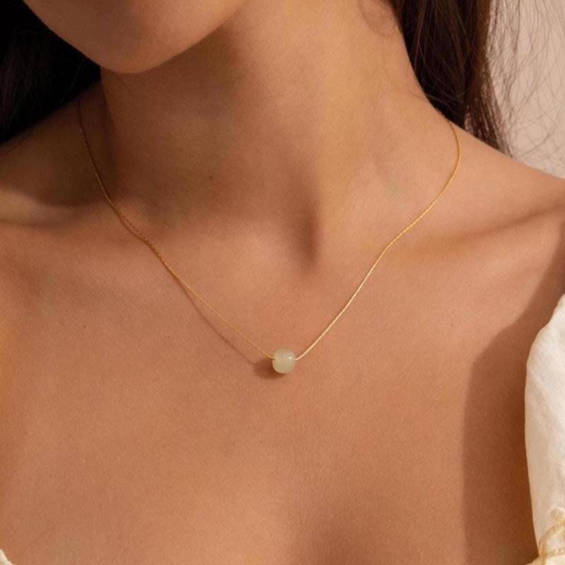 Jade Perlen Halskette Von Caitlyn Minimalist Zierliche Grüne Edelstein Layering Charme Kristall Schmuck Geschenk Für Sie Nr289 von CaitlynMinimalist