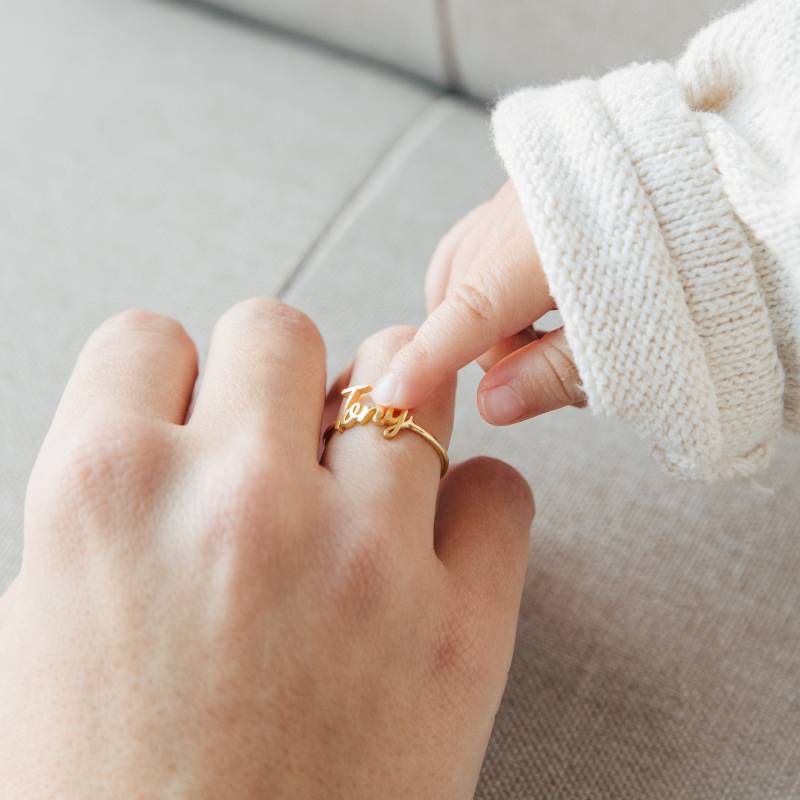 Mütter Ring Baby Namensring in Sterling Silber, Gold Und Rosegold Perfektes Geschenk Für Mama Personalisierte Weihnachtsgeschenke Sie Rm02F47 von CaitlynMinimalist