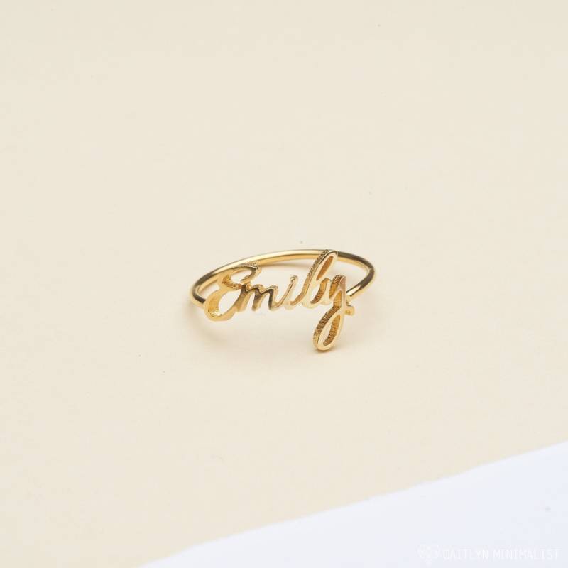 Name Ring Baby in Sterling Silber, Gold Und Rose Geschenk Für Mädchen Beste Freundin Rm02F68 von CaitlynMinimalist