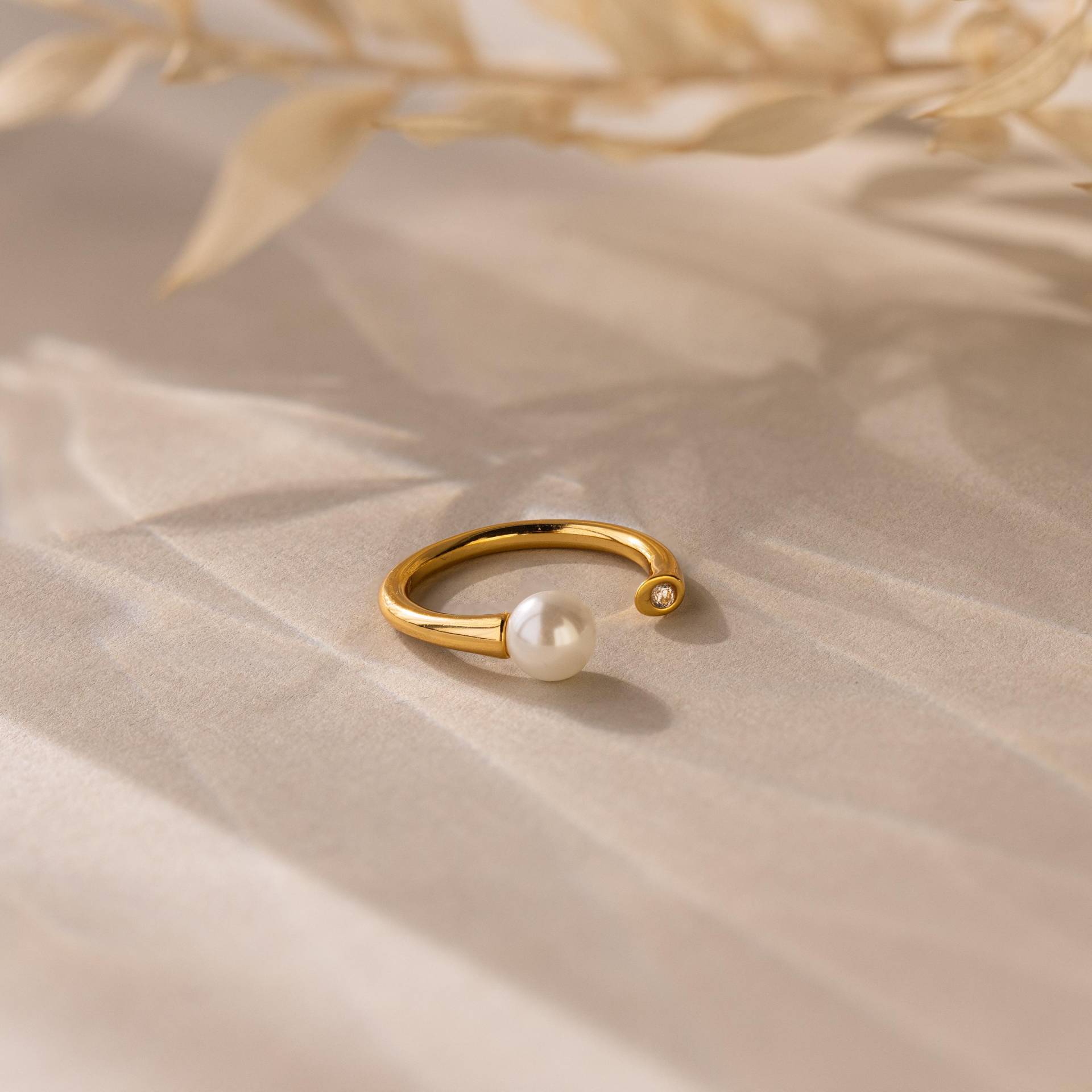 Offener Perlen - Und Diamantring Von Caitlyn Minimalist Verstellbarer Zwei-stein-Ring Zierlicher Edelsteinring Perlenschmuck Geschenke Für Mutter Offener Perlen - Und Diamantring Von Caitlyn Minimalist Verstellbarer Zwei-stein-Ring Zierlicher Edelsteinring Perlenschmuck Geschenke Für Mutter von CaitlynMinimalist