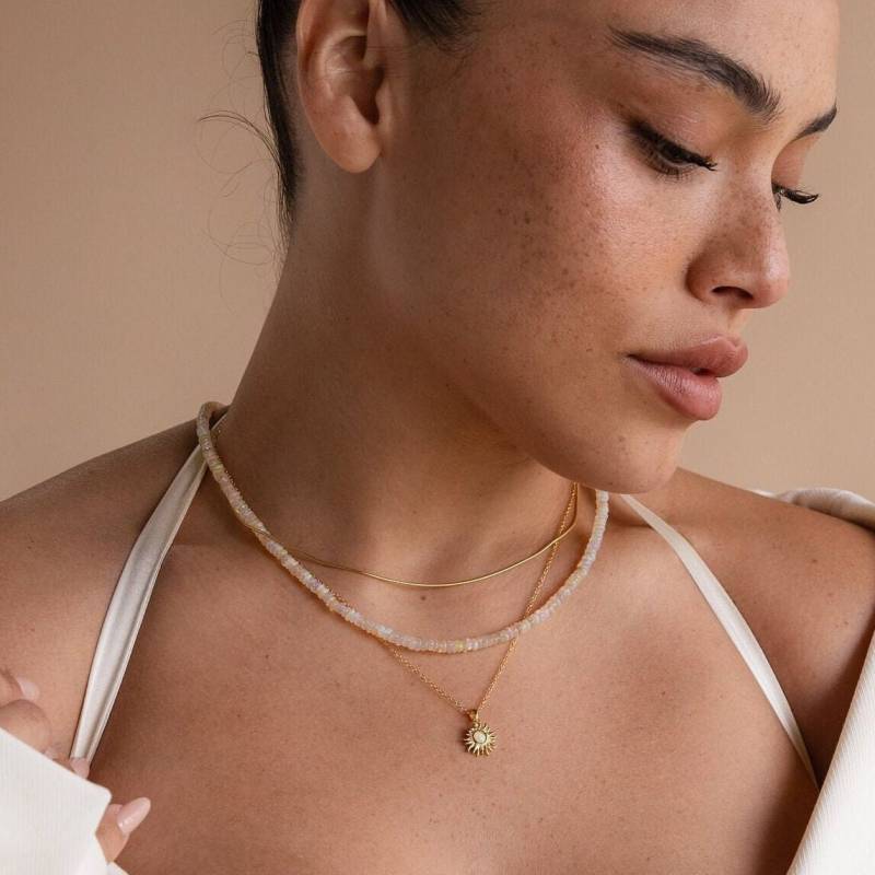 Opal Perlen Halskette Von Caitlyn Minimalist Weiße Edelstein Schmuck Boho Sommer Beste Freundin Geschenk Nr221 von CaitlynMinimalist