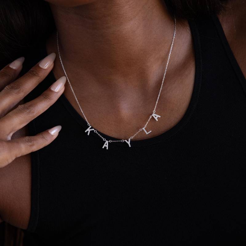 Pave Buchstaben Halskette Von Caitlyn Minimalist Diamant Kristall Anhänger Namen Silber Schmuck Freundin Geschenk Nm70 von CaitlynMinimalist