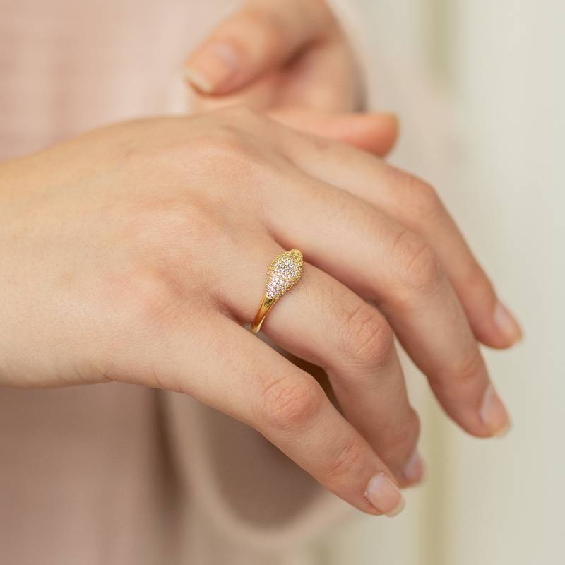 Pave Siegelring Von Caitlyn Minimalistisch Großer Diamant Statement Ring Vintage-Stil Knöchelring Goldschmuck Weihnachtsgeschenk Rr009 von CaitlynMinimalist